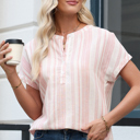  Sunday Breeze Striped Cotton Blend Top