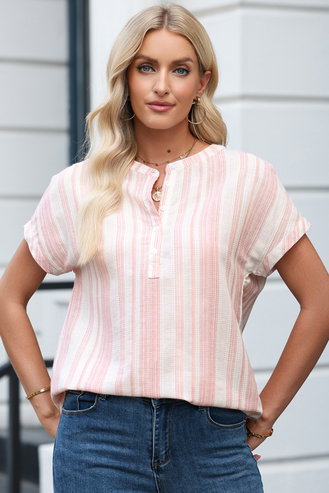 Sunday Breeze Striped Cotton Blend Top
