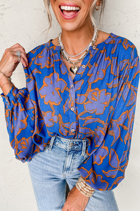 The Carly Buttoned Floral Blouse