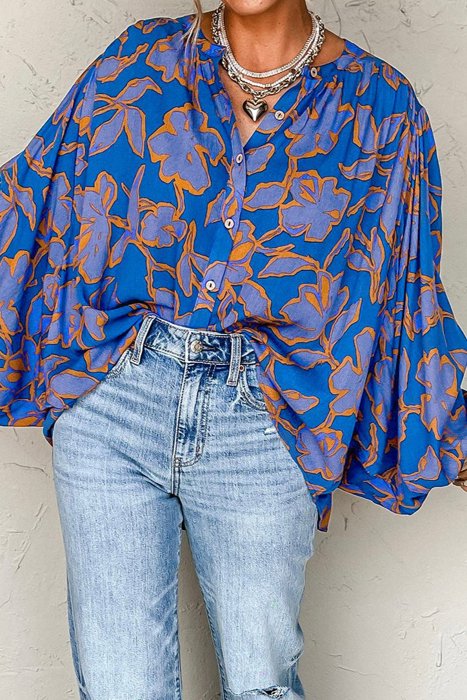 The Carly Buttoned Floral Blouse