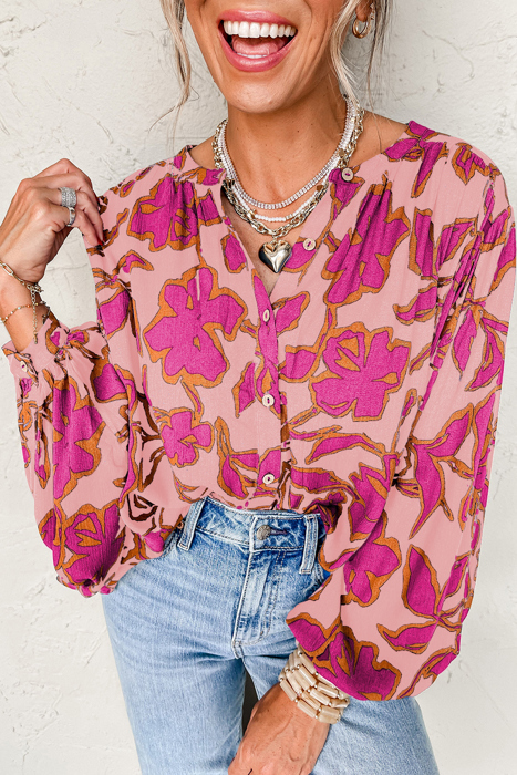 The Carly Buttoned Floral Blouse