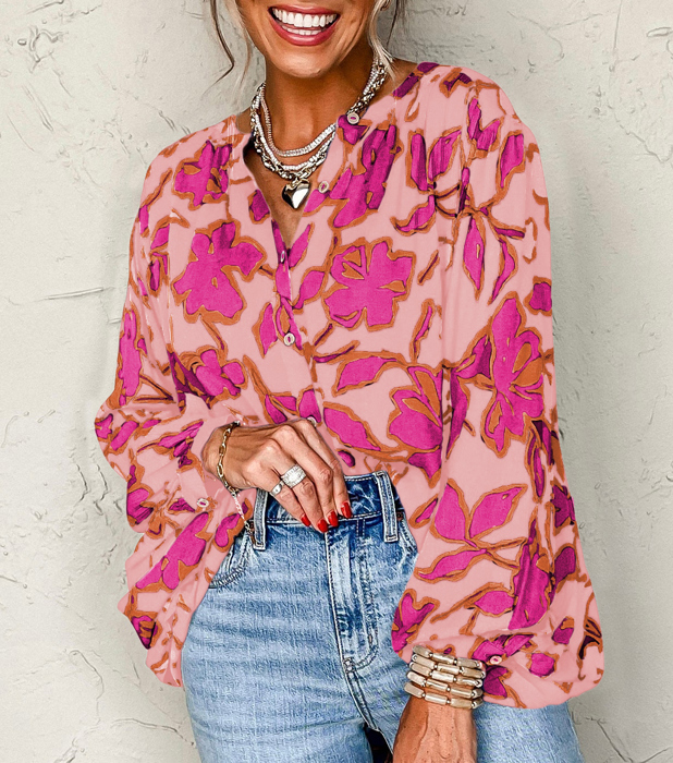 The Carly Buttoned Floral Blouse