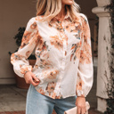  HIDDEN GEMS | Floral Puff Sleeve Collared Shirt