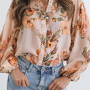  HIDDEN GEMS | Floral Puff Sleeve Collared Shirt