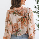  HIDDEN GEMS | Floral Puff Sleeve Collared Shirt