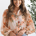  HIDDEN GEMS | Floral Puff Sleeve Collared Shirt