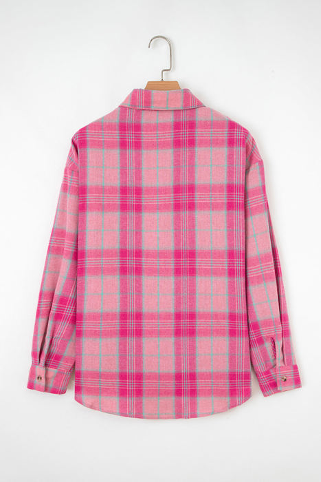 HIDDEN GEMS | Plaid Button-Up Long Sleeve Pocketed Shirt