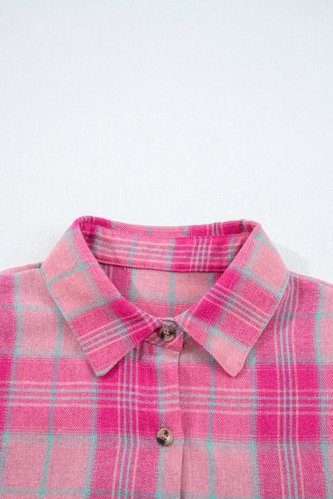 HIDDEN GEMS | Plaid Button-Up Long Sleeve Pocketed Shirt