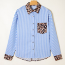  HIDDEN GEMS | Stripe Leopard Patchwork Button-Up Shirt