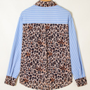  HIDDEN GEMS | Stripe Leopard Patchwork Button-Up Shirt