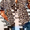  Madeline Leopard and Lace Buttoned Blouse