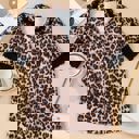 Madeline Leopard and Lace Buttoned Blouse