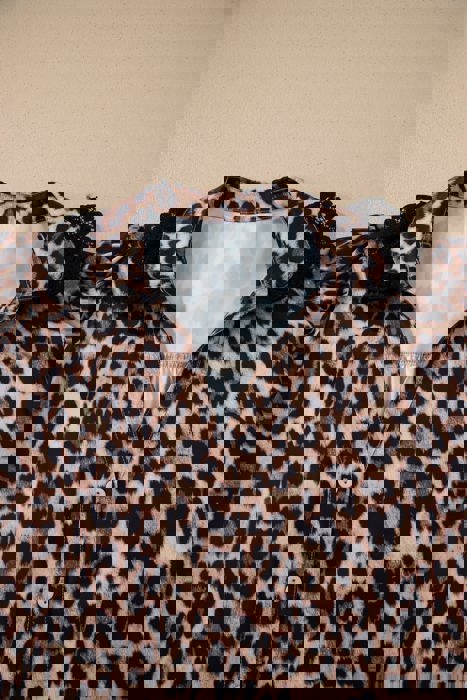 Madeline Leopard and Lace Buttoned Blouse