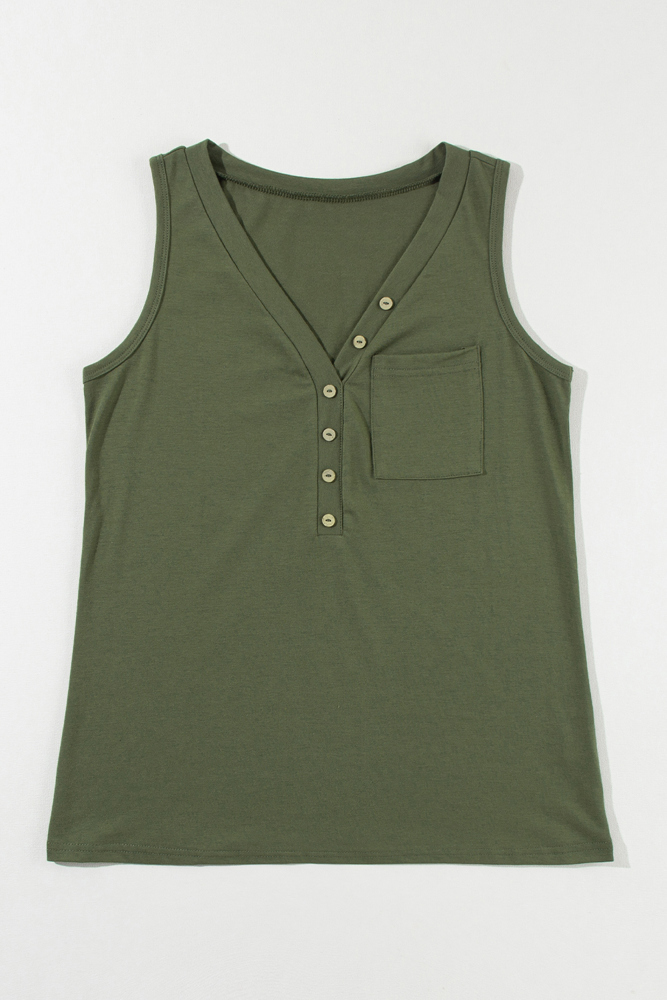 The Essential Buttoned V-Neck Tank