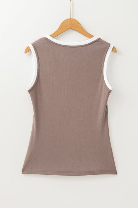 HIDDEN GEMS Essential Contrast Ribbed Tank