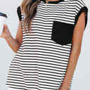  HIDDEN GEMS Stripe Contrasting Top w/Pocket