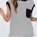  HIDDEN GEMS Stripe Contrasting Top w/Pocket