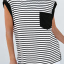  HIDDEN GEMS Stripe Contrasting Top w/Pocket