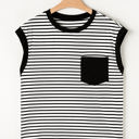  HIDDEN GEMS Stripe Contrasting Top w/Pocket