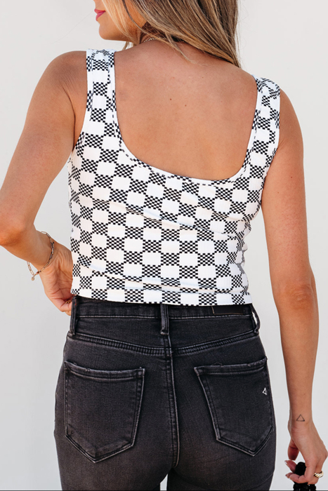 HIDDEN GEMS Checker Crop Tank