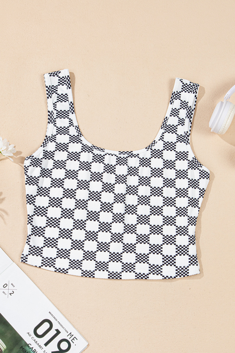 HIDDEN GEMS Checker Crop Tank