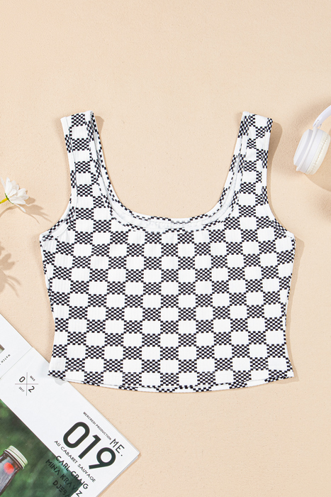 HIDDEN GEMS Checker Crop Tank