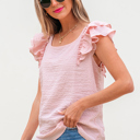  Dreamy Bow Back Ruffle Blouse