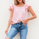  Dreamy Bow Back Ruffle Blouse