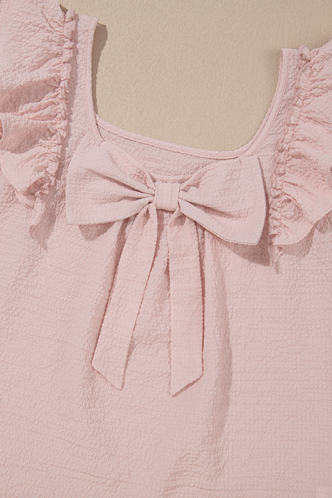 Dreamy Bow Back Ruffle Blouse