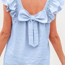  Dreamy Bow Back Ruffle Blouse