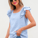 Dreamy Bow Back Ruffle Blouse