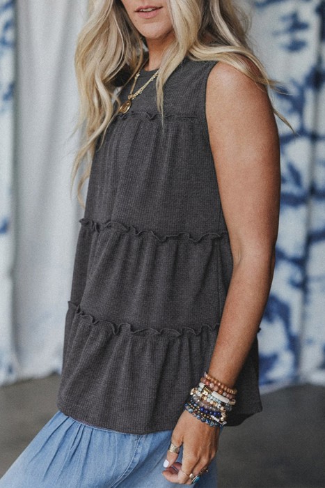 Blythe Ribbed Tiered Ruffle Top