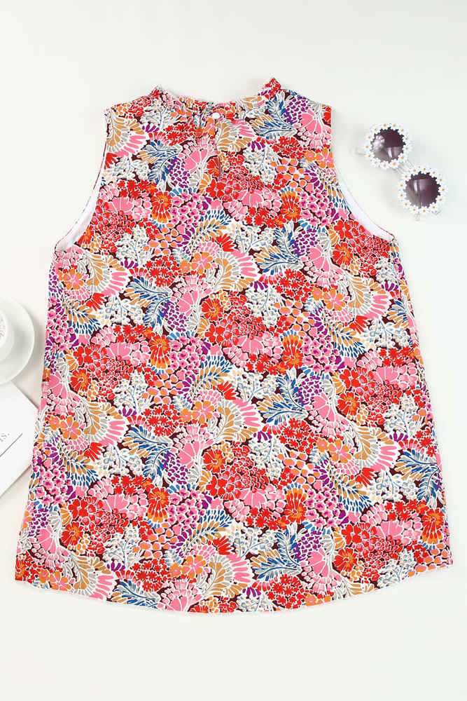 SALE! Floral Frilled Neck Tank Top