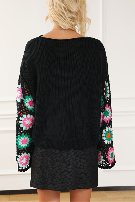 HIDDEN GEMS | Floral Crochet Bell Sleeve Sweater