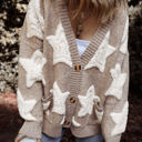  HIDDEN GEMS | Star Sherpa Textured Buttoned Cardigan