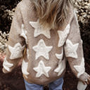  HIDDEN GEMS | Star Sherpa Textured Buttoned Cardigan