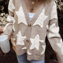  HIDDEN GEMS | Star Sherpa Textured Buttoned Cardigan