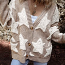  HIDDEN GEMS | Star Sherpa Textured Buttoned Cardigan