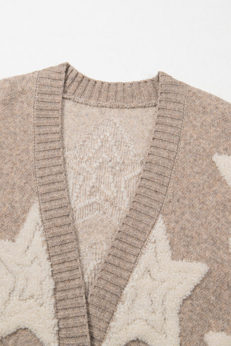 HIDDEN GEMS | Star Sherpa Textured Buttoned Cardigan