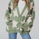  HIDDEN GEMS | Star Sherpa Textured Buttoned Cardigan