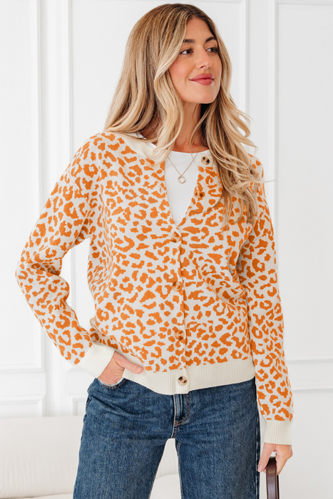 HIDDEN GEMS | Leopard Buttoned Chunky Cardigan Sweater