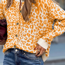  HIDDEN GEMS | Leopard Buttoned Chunky Cardigan Sweater