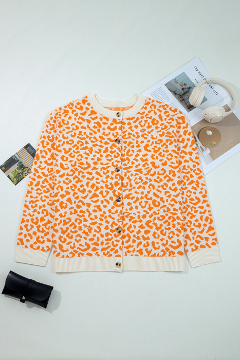 HIDDEN GEMS | Leopard Buttoned Chunky Cardigan Sweater