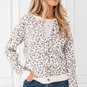 HIDDEN GEMS | Leopard Buttoned Chunky Cardigan Sweater