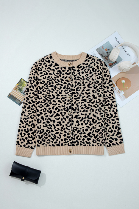 HIDDEN GEMS | Leopard Buttoned Chunky Cardigan Sweater