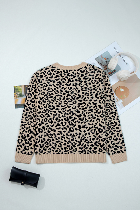 HIDDEN GEMS | Leopard Buttoned Chunky Cardigan Sweater