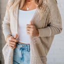  HIDDEN GEMS | Hollowed Knit Open Front Cardigan