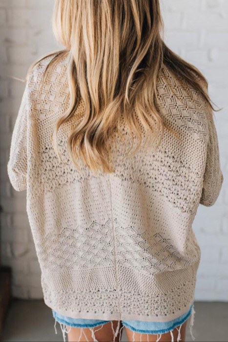 HIDDEN GEMS | Hollowed Knit Open Front Cardigan