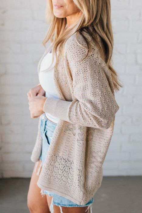 HIDDEN GEMS | Hollowed Knit Open Front Cardigan