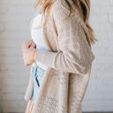  HIDDEN GEMS | Hollowed Knit Open Front Cardigan